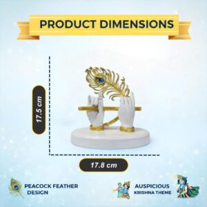 Lord Krishna Hands with Flute Idol Small Big 24K Gold Plated Krishna Ji Hands with Peacock Feather Divine Statue
