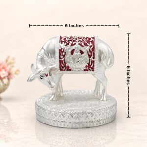 999 Pure Silver Plated Kamdhenu Cow Idol