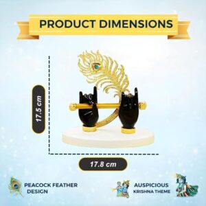 Lord Krishna Hands with Flute Idol Small Big 24K Gold Plated Krishna Ji Hands with Peacock Feather Divine Statue