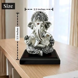 999 Silver Plated Lord Ganesha Idol Sitting with Intricate Detailing