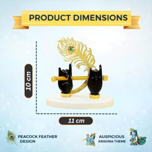 Lord Krishna Hands with Flute Idol Small Big 24K Gold Plated Krishna Ji Hands with Peacock Feather Divine Statue