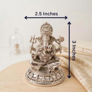 Silver Plated Four-Armed Ganesh Idol