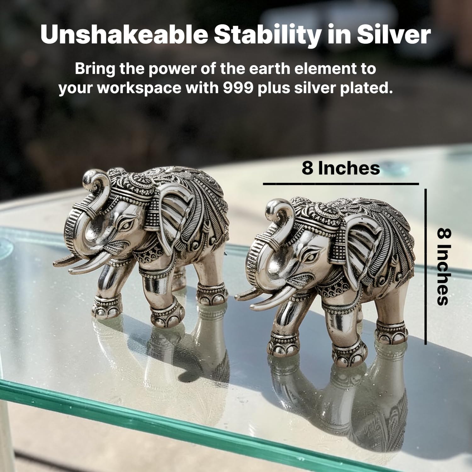 716 iyyupzl. sl1500 .jpg 999 Pure Silver Plated Elephant Idol Pack of 2