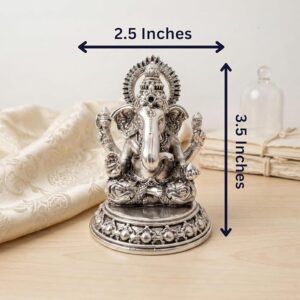 Silver Plated Four-Armed Ganesh Idol