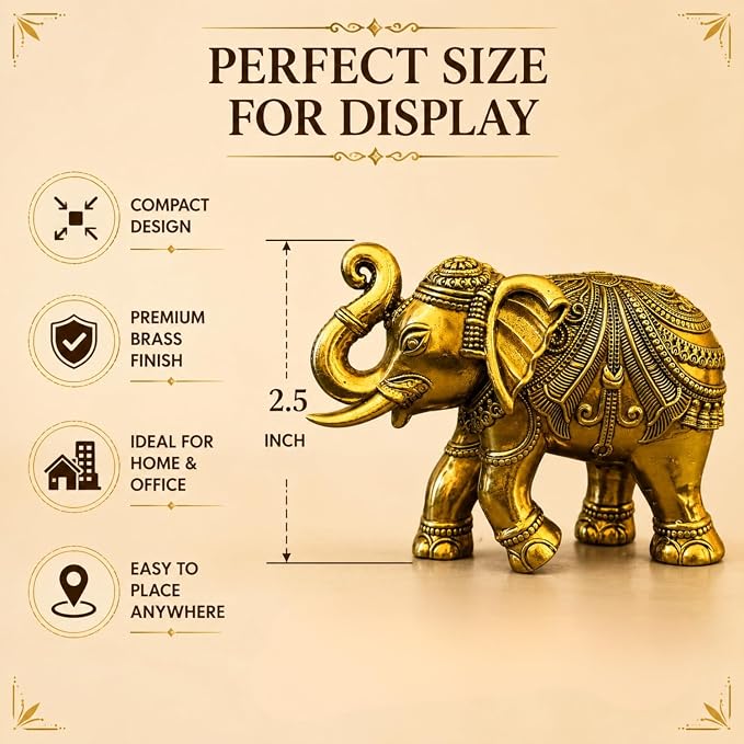 71h5xptttql. sx679 .jpg Brass Elephant Statue Showpiece