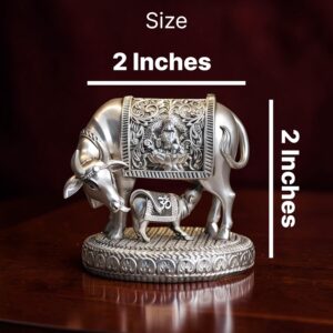 999 Pure Silver Plated Kamdhenu Cow Idol