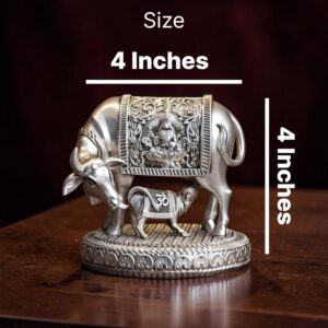 999 Pure Silver Plated Kamdhenu Cow Idol