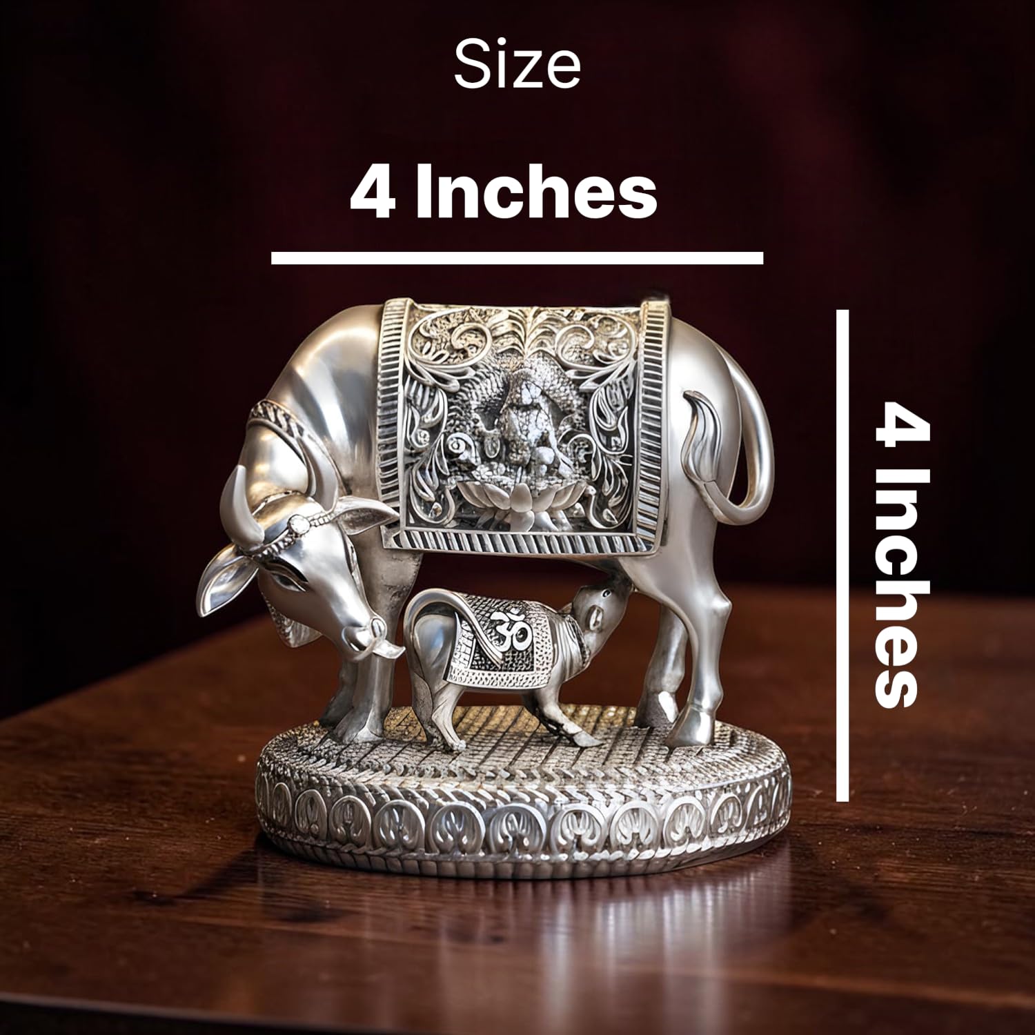 71maik3riul. sl1500 .jpg 999 Pure Silver Plated Kamdhenu Cow Idol