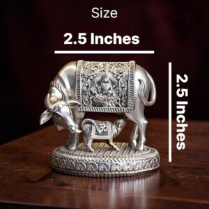 999 Pure Silver Plated Kamdhenu Cow Idol