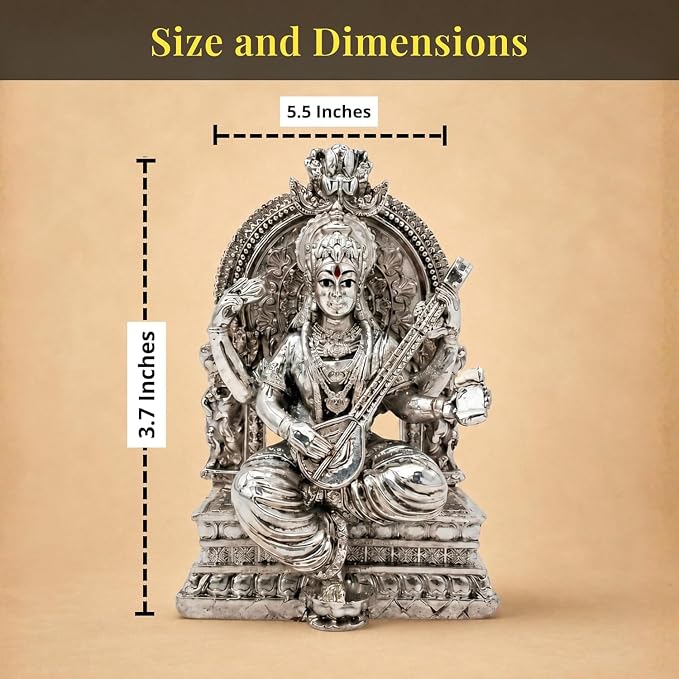 71c4b aisxl. sx679 .jpg Silver Plated Saraswati Idol