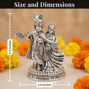 Silver-Plated Radha Krishna Decorative Idol