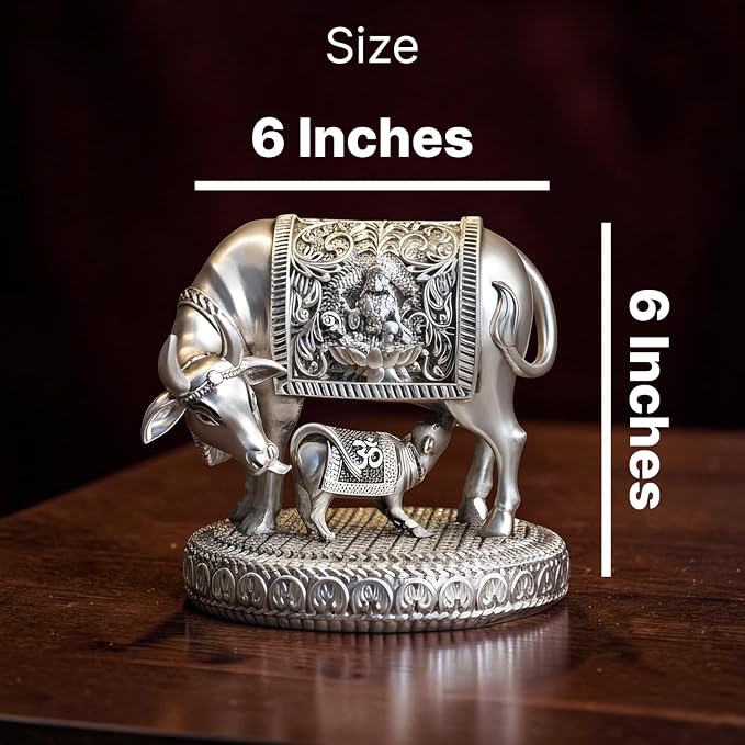 71slpmpmxll. sx679 .jpg 999 Pure Silver Plated Kamdhenu Cow Idol