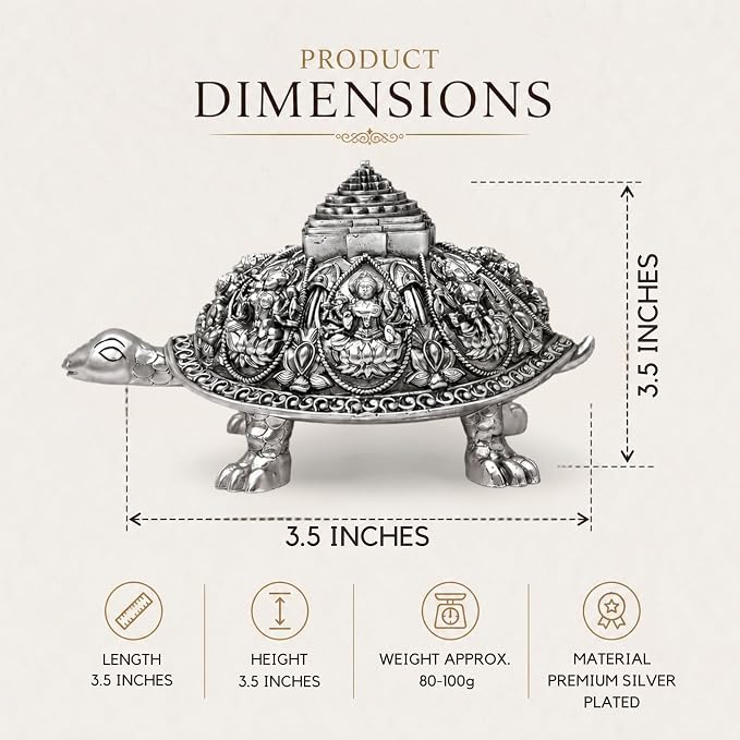 810debzdn1l. sx679 .jpg 999 Pure Silver Plated Ashta Lakshmi Tortoise Idol