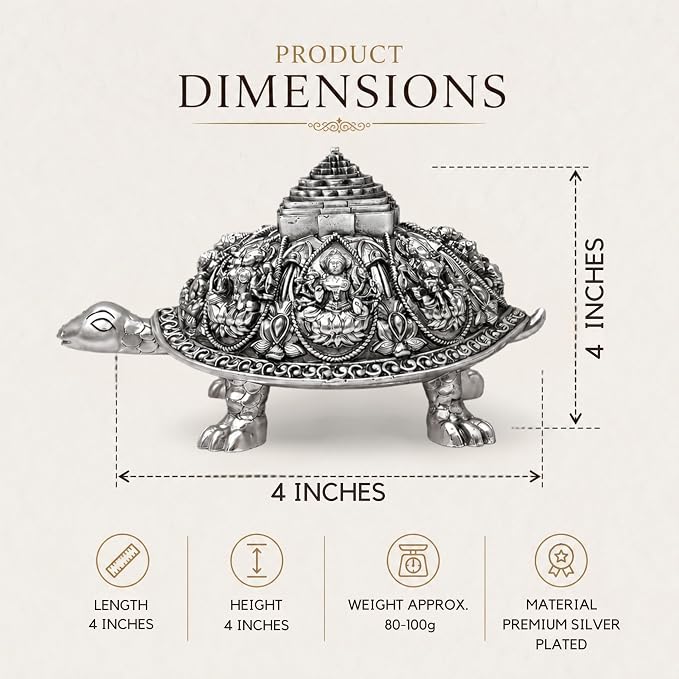 816amvz1qql. sx679 .jpg 999 Pure Silver Plated Ashta Lakshmi Tortoise Idol