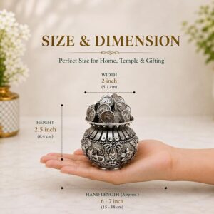 999 Silver Plated Kuber Kalash Idol with Coin Design