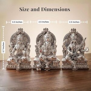 Silver Plated Lakshmi Ganesh Saraswati Idol