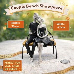 Romantic Couple Sitting on Bench Showpiece