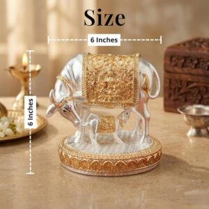 24K Gold & 999 Pure Silver Plated Kamdhenu Cow Idol