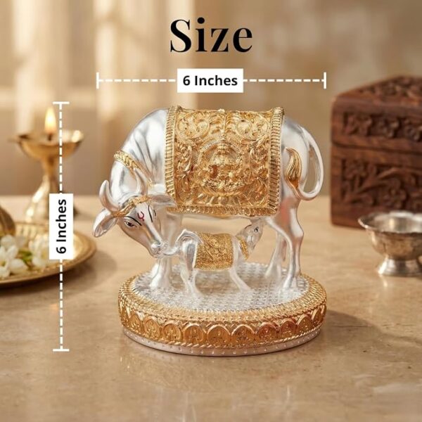 Festive Special 24K Gold & 999 Pure Silver Plated Kamdhenu Cow Idol