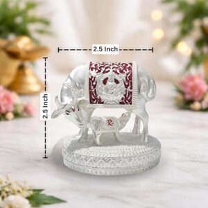 999 Pure Silver Plated Kamdhenu Cow Idol