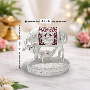 999 Pure Silver Plated Kamdhenu Cow Idol